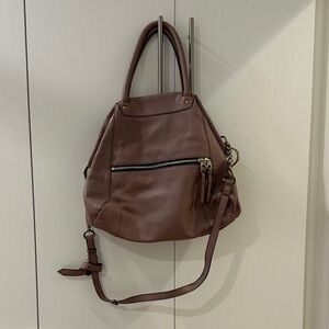 Elegant mauve crossbody Leather Handbag